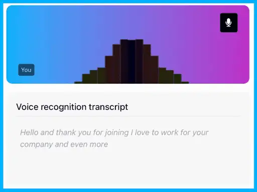 Speech recognition turning spoken answers into a transcript